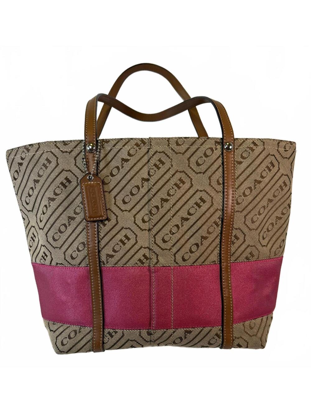 Coach | Vintage 2008 Heritage Logo Pink Band Small Tote Bag | F12252